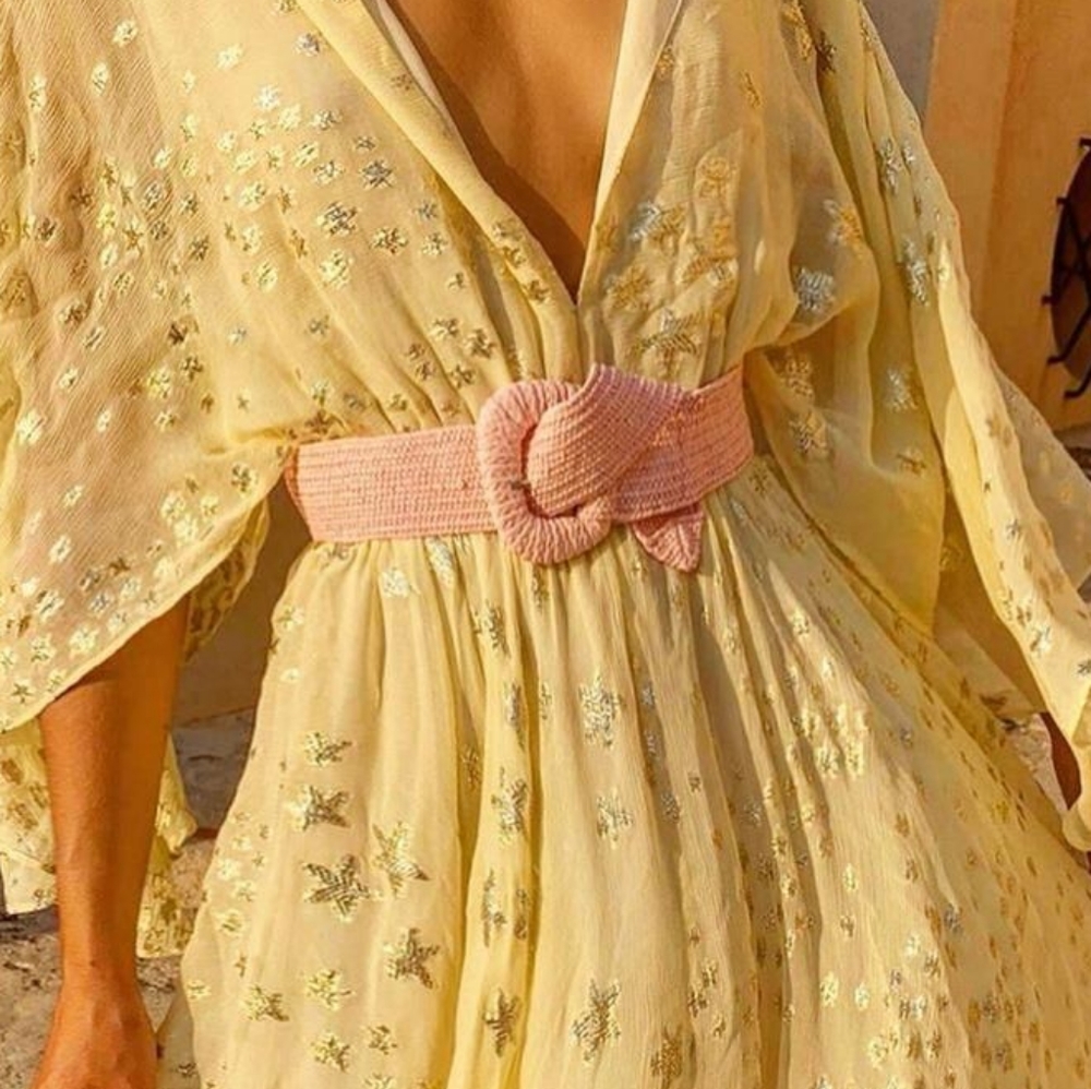 loveshackfancy ambrose belt pink xs/s, nwot